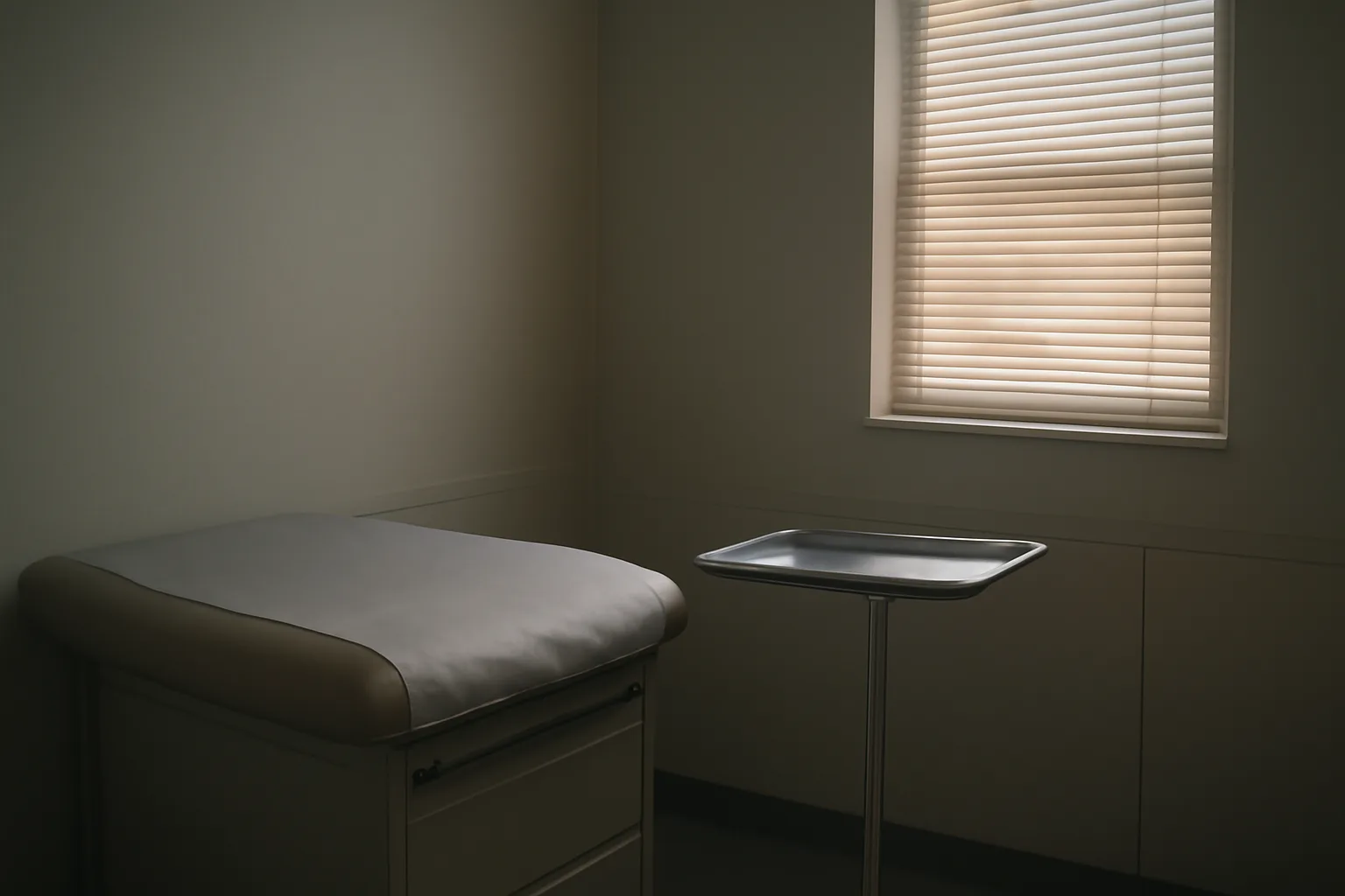 Empty clinical exam room representing lack of legal access to retatrutide peptide