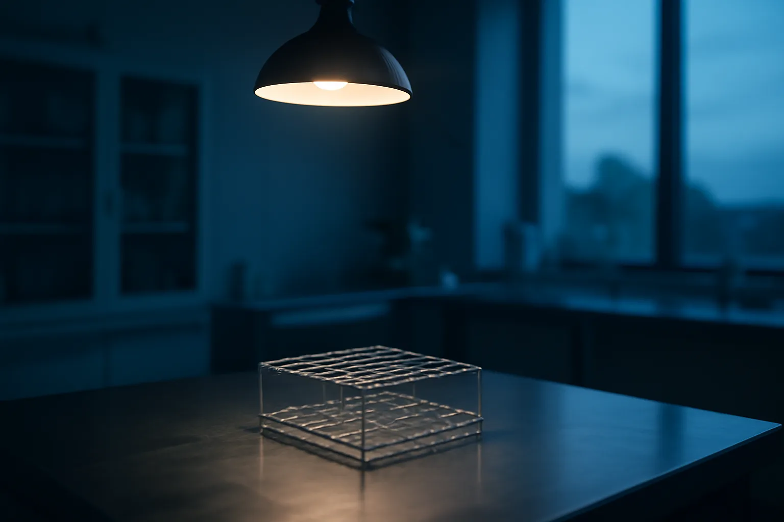Empty vial rack under lab light, representing retatrutide clinical trials and unapproved status